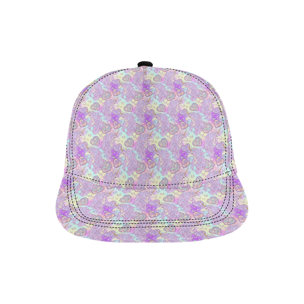 Unicorn Rainbow Star Heart Print Snapback Cap