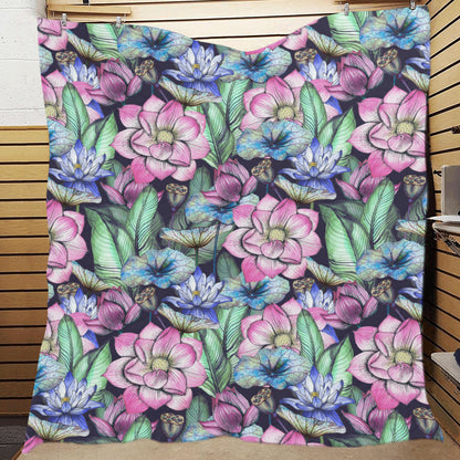 Water Lily Pattern Print Design WL07 Premium Quilt