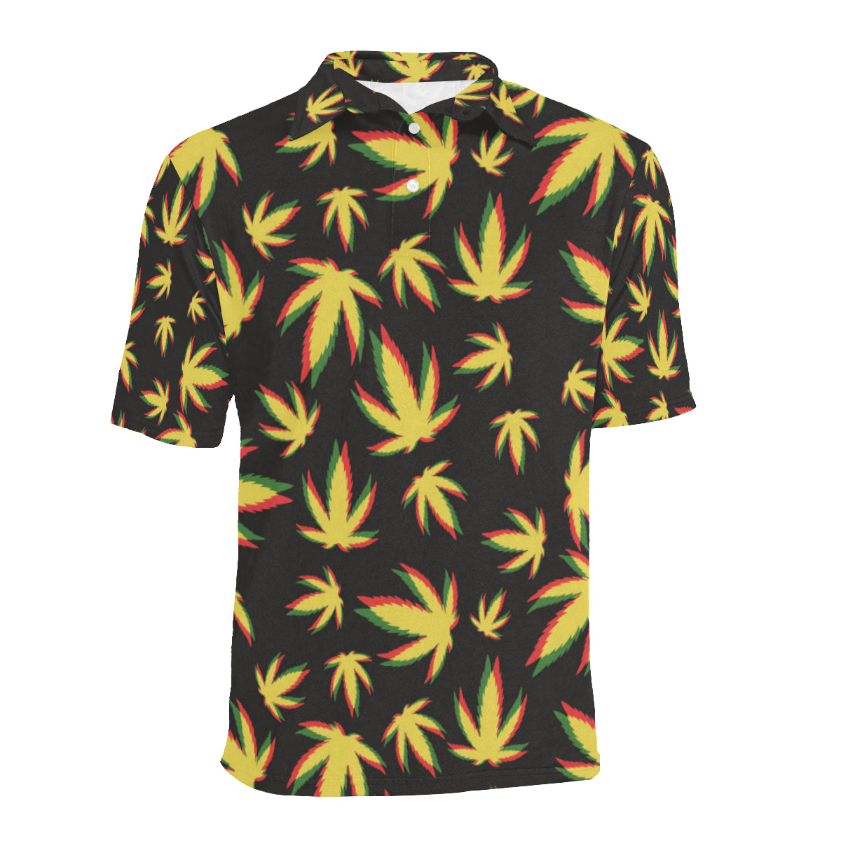 Pot Leaf Pattern Print Design A02 Men Polo Shirt