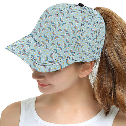 Rainbow Cloud Print Pattern Snapback Cap