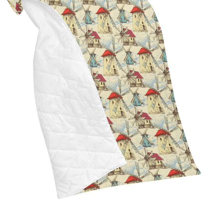 Windmill Pattern Print Design 01 Premium Quilt