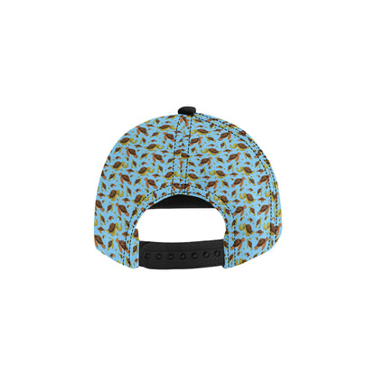 Hello Sea Turtle Print Pattern Snapback Cap
