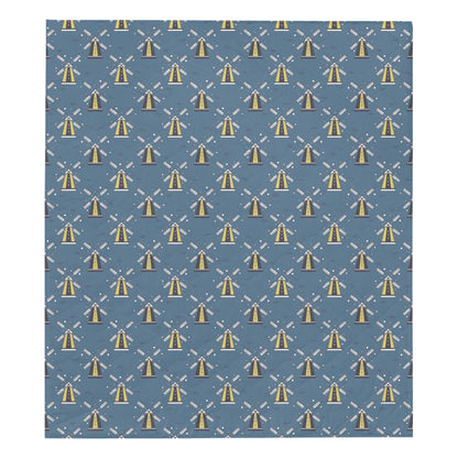 Windmill Pattern Print Design 03 Premium Quilt
