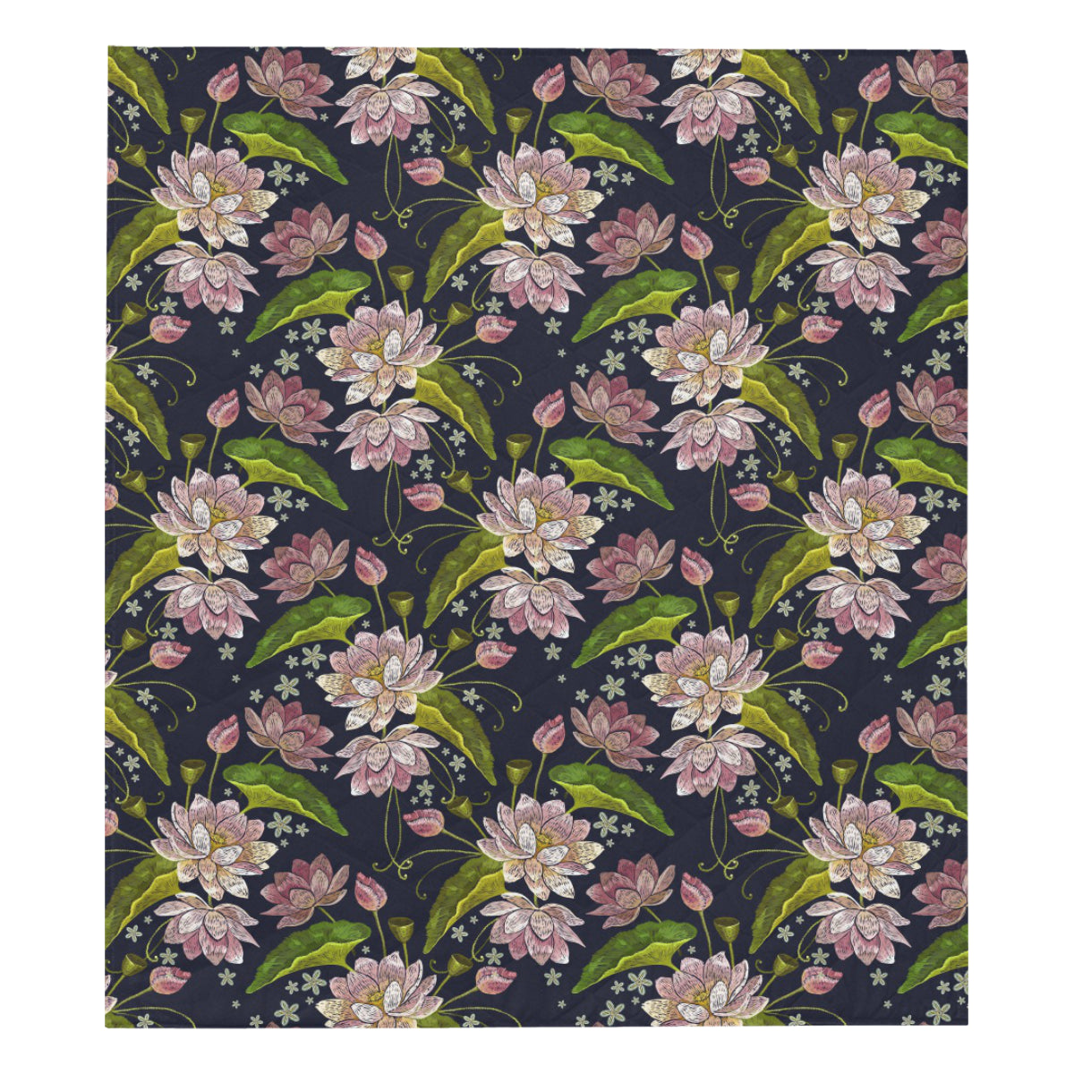 lotus Embroidered Pattern Print Design LO06 Premium Quilt
