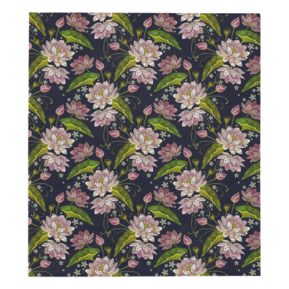 lotus Embroidered Pattern Print Design LO06 Premium Quilt