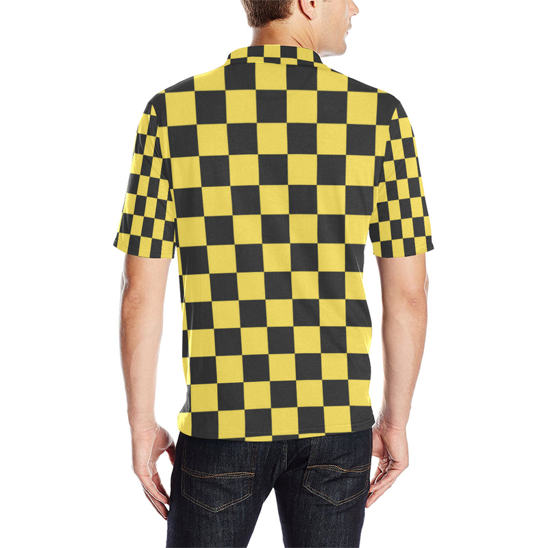 Checkered Yellow Pattern Print Design 03 Men Polo Shirt