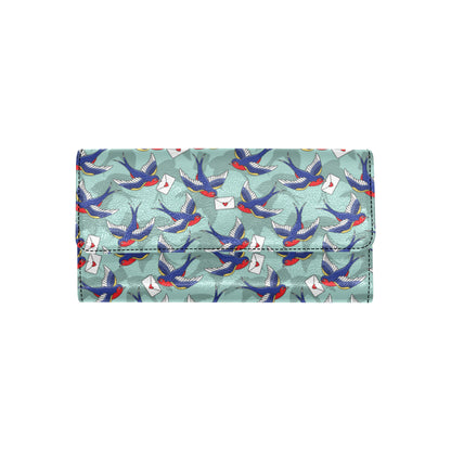 Swallow Bird Pattern Print Design 02 Women's Trifold Wallet