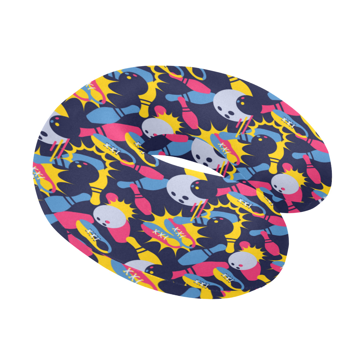 Bowling Pattern Print Design 02 U-Shaped Travel Neck Pillow