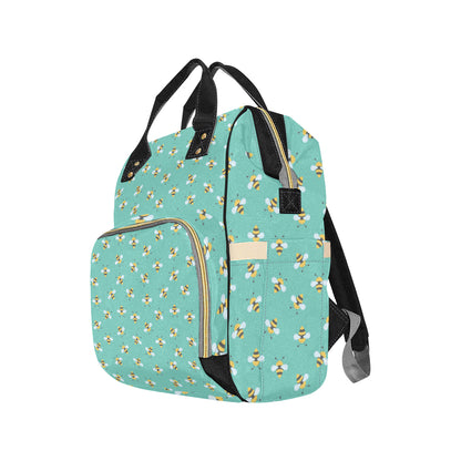 Bee Pattern Print Design 01 Diaper Bag Backpack