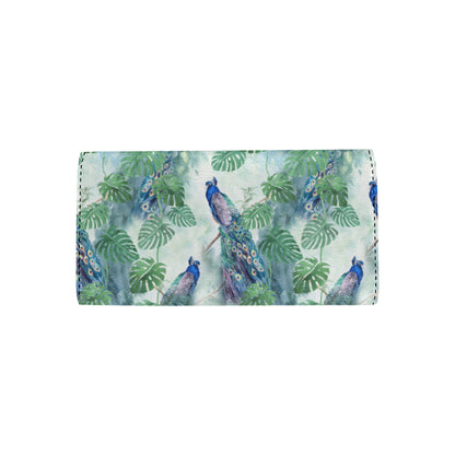Peacock Pattern Print Design A02 Women's Trifold Wallet