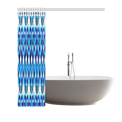 Ikat Blue Pattern Print Design 01 Shower Curtain