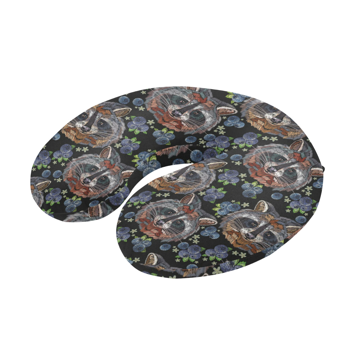 Raccoon Pattern Print Design A03 U-Shaped Travel Neck Pillow