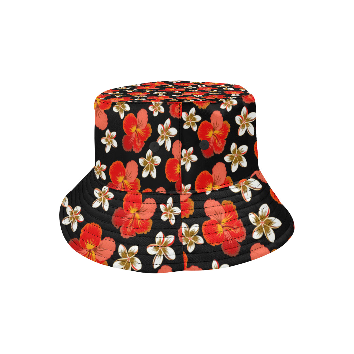 Red Hibiscus Pattern Print Design HB022 Unisex Bucket Hat