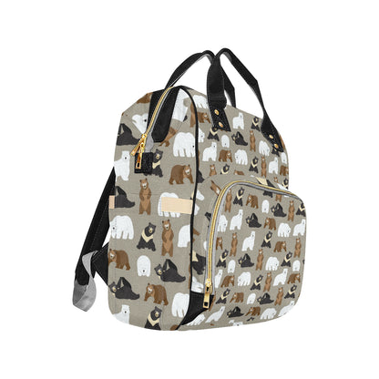 Bear Pattern Print Design BE03 Diaper Bag Backpack