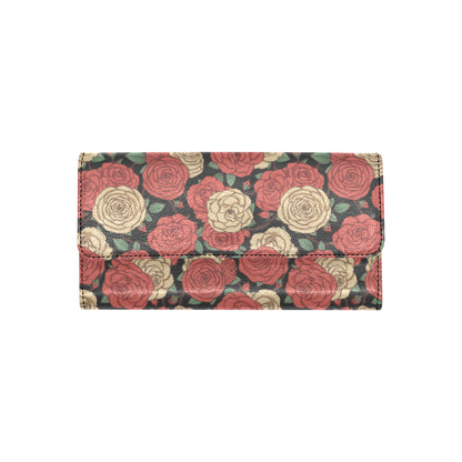 Camellia Pattern Print Design CM01 Women's Trifold Wallet