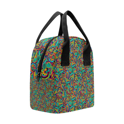 Psychedelic Trippy Floral Design Insulated Lunch Bag