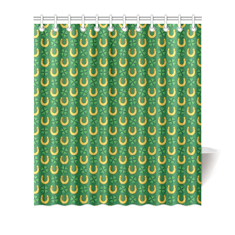 Shamrock Horseshoes Print Pattern Shower Curtain