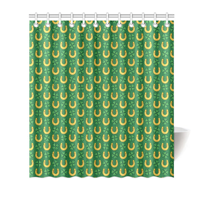 Shamrock Horseshoes Print Pattern Shower Curtain