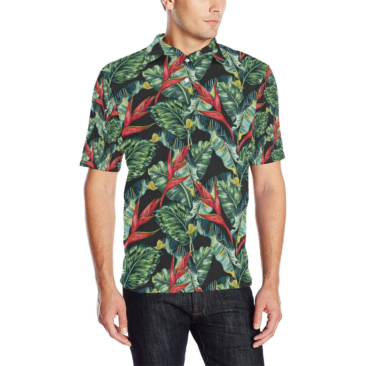 Bird Of Paradise Pattern Print Design BOP06 Men Polo Shirt