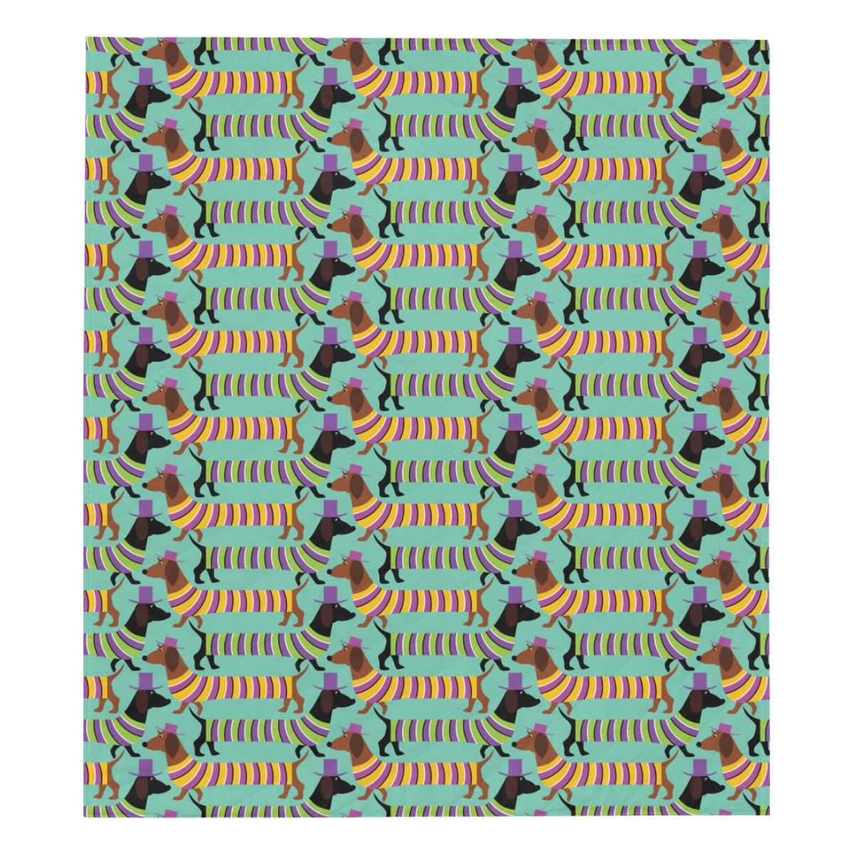 Dachshund Pattern Print Design 05 Premium Quilt