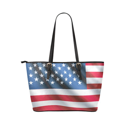 American flag Classic Leather Tote Bag