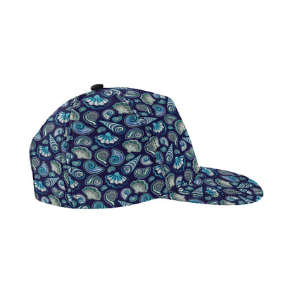 Beach Seashell Blue Print Snapback Cap