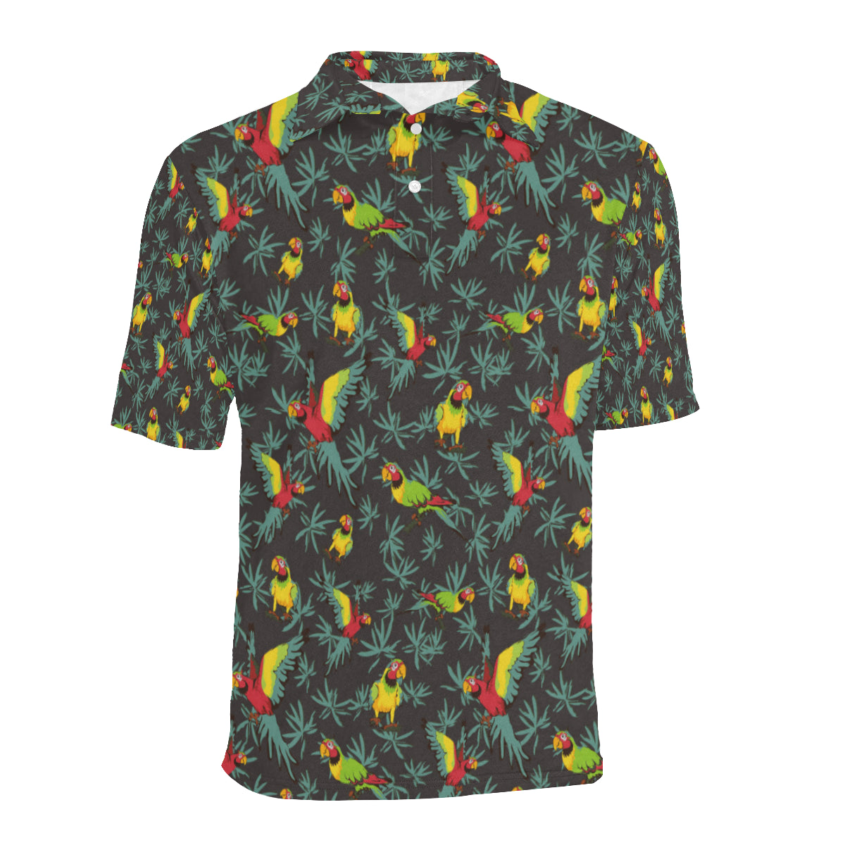 Parrot Themed Print Men Polo Shirt