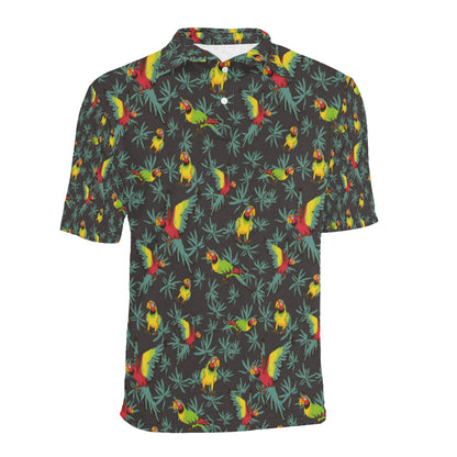 Parrot Themed Print Men Polo Shirt