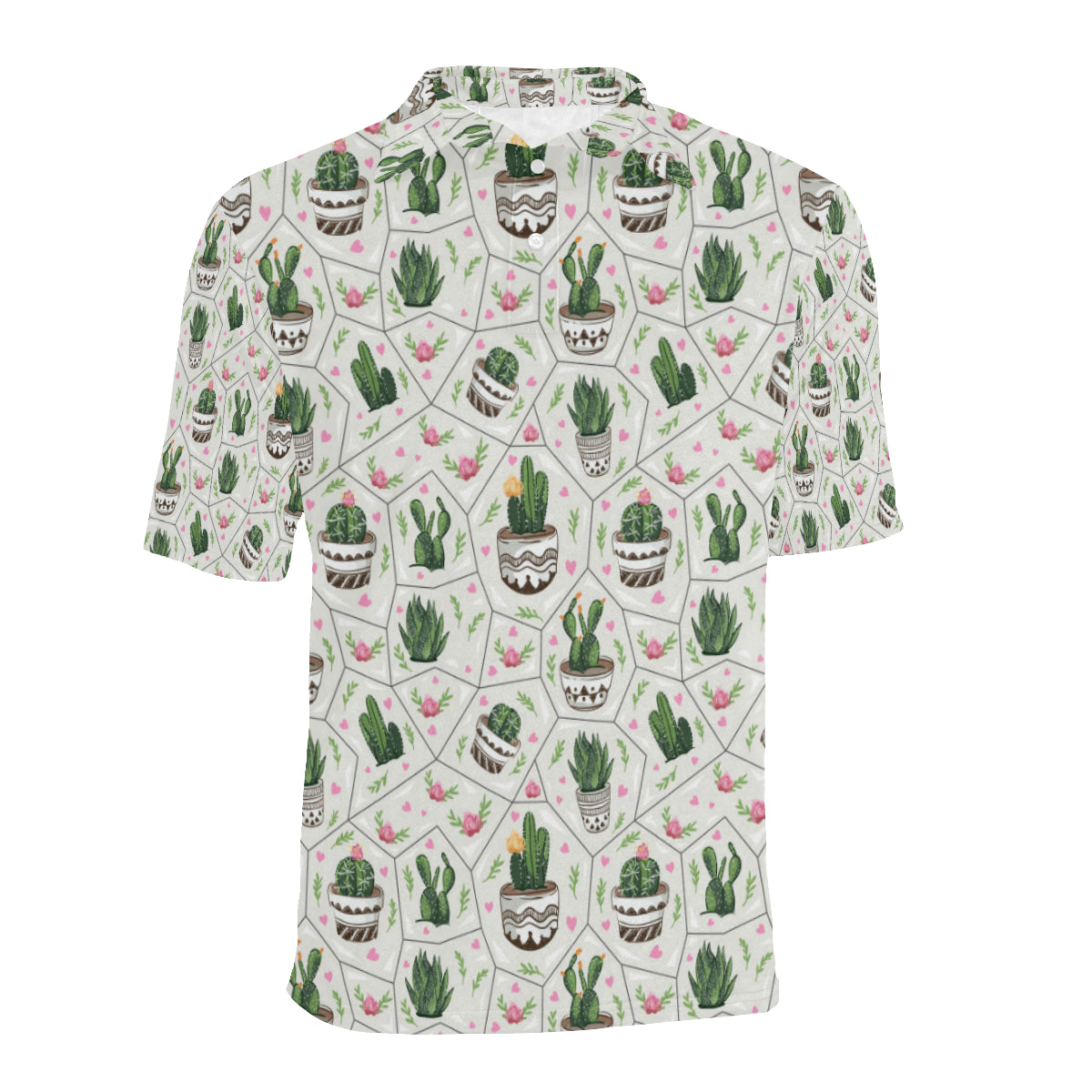 Cactus Pattern Print Design 04 Men Polo Shirt