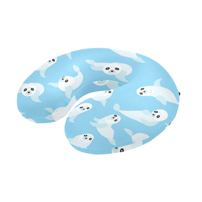 Sea Lion Cute Pattern Print Design 03 U-Shaped Travel Neck Pillow