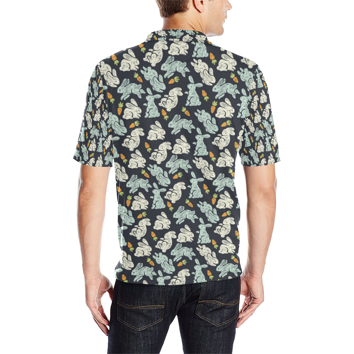 Bunny Pattern Print Design 04 Men Polo Shirt