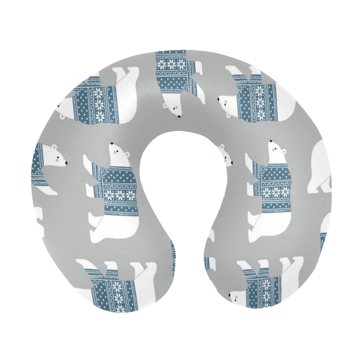 Polar Bear Pattern Print Design A03 U-Shaped Travel Neck Pillow