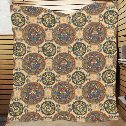 Calendar Aztec Pattern Print Design 02 Premium Quilt