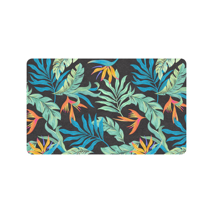 Tropical Palm Leaves Hawaiian Flower Rubber Doormat