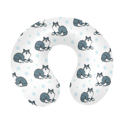 Alaskan Malamute Pattern Print Design 03 U-Shaped Travel Neck Pillow