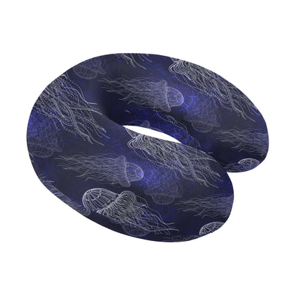 Jellyfish Pattern Print Design 02 U-Shaped Travel Neck Pillow