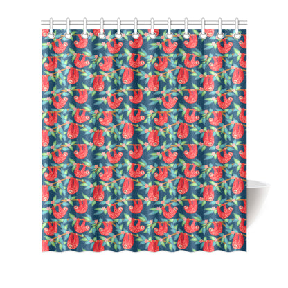 Sloth Red Design Themed Print Shower Curtain