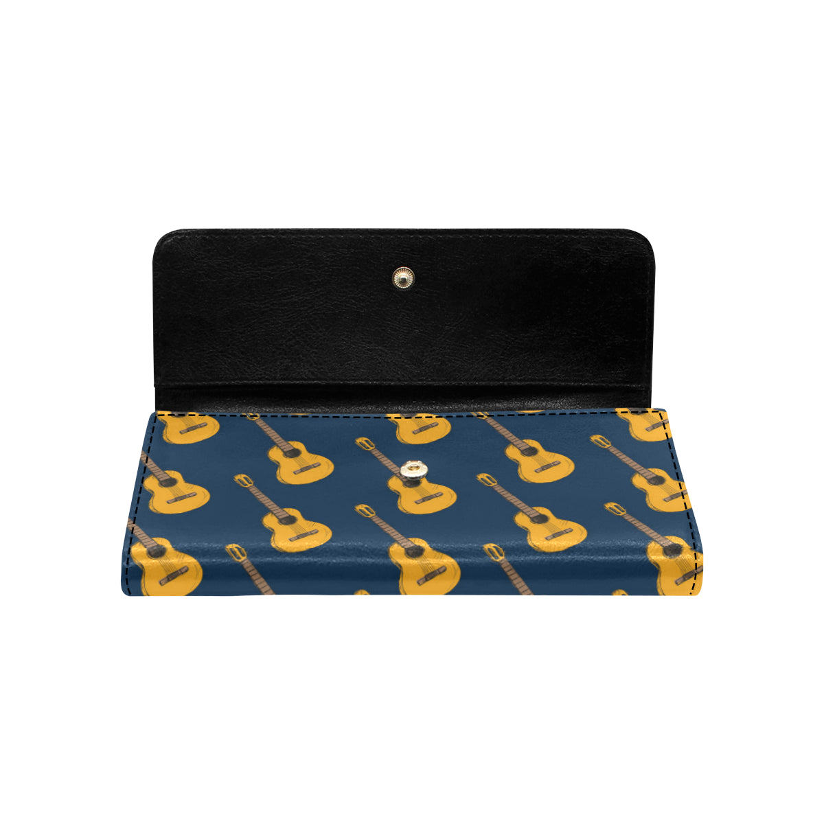 Acoustic Guitar Pattern Print Design 04 Women's Trifold Wallet