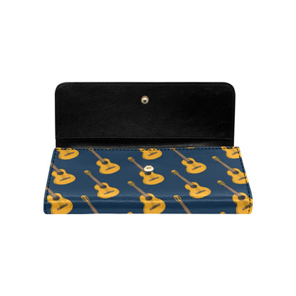 Acoustic Guitar Pattern Print Design 04 Women's Trifold Wallet