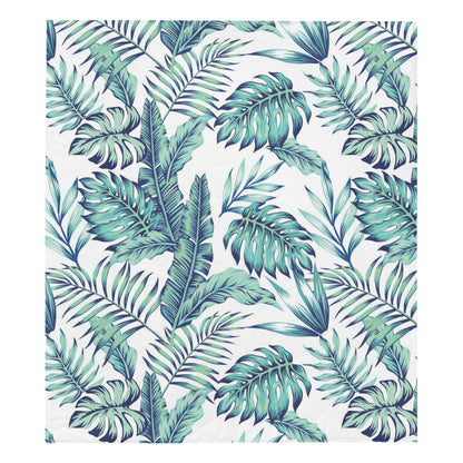 Pattern Tropical Palm Leaves Premium Quilt
