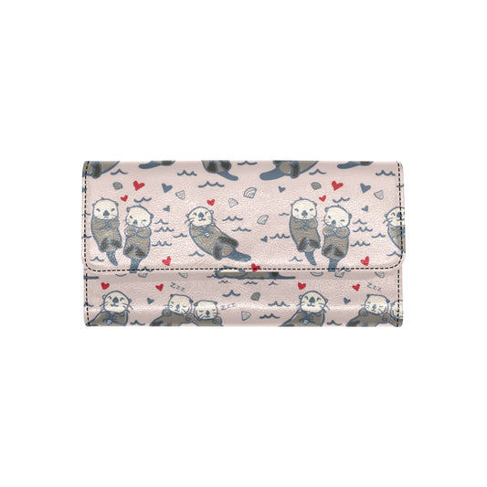 Sea Otter Pattern Print Design 02 Women's Trifold Wallet