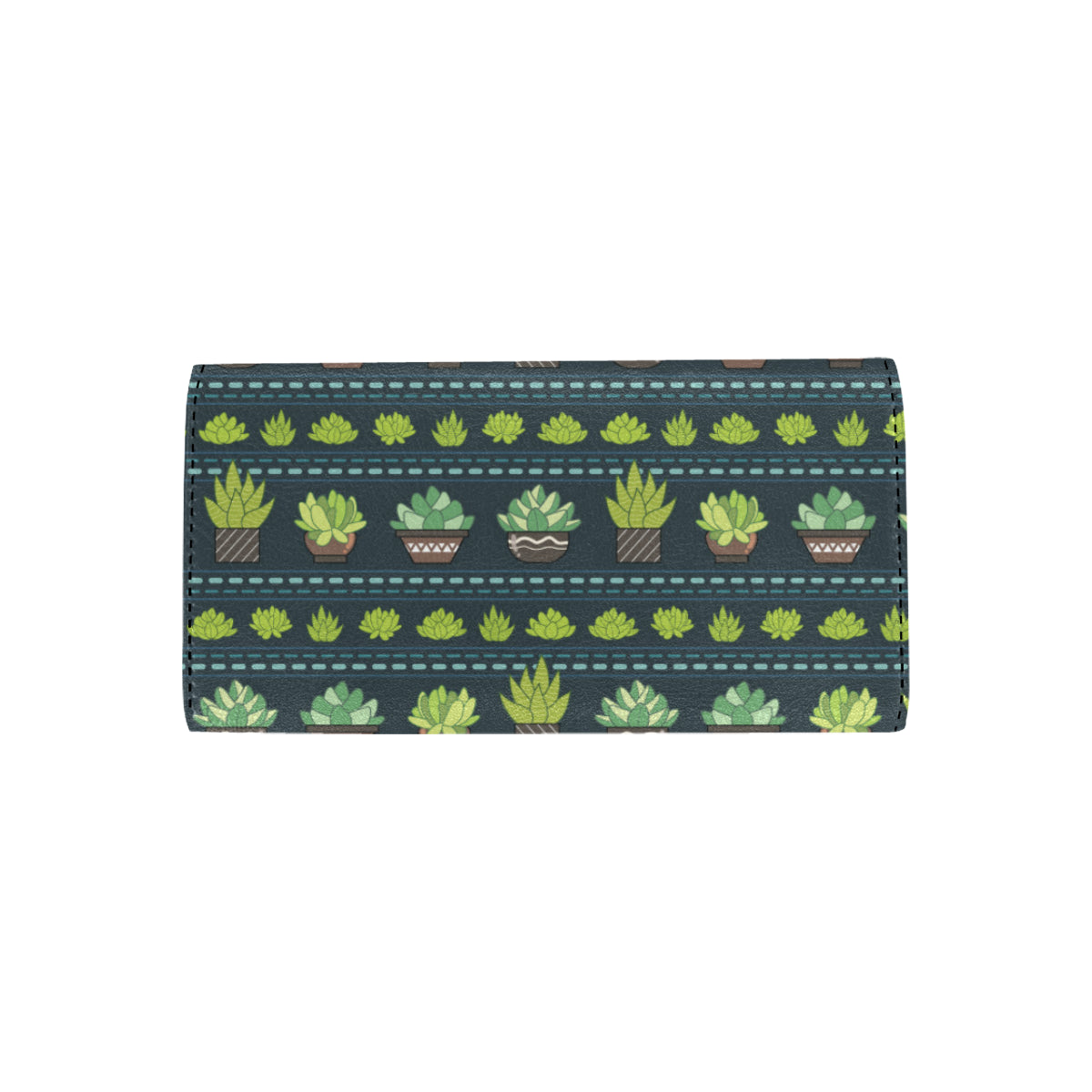 Cactus Pattern Print Design 07 Women's Trifold Wallet