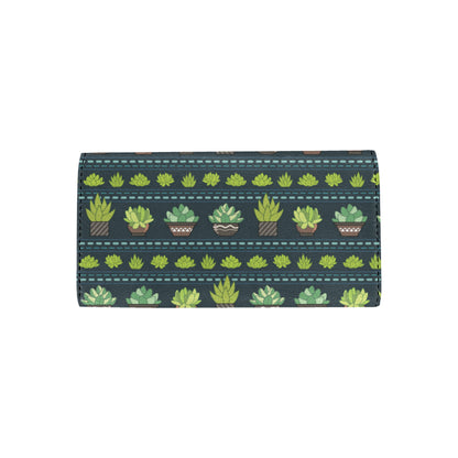 Cactus Pattern Print Design 07 Women's Trifold Wallet