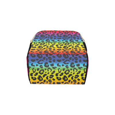 Rainbow Leopard Pattern Print Design A01 Diaper Bag Backpack