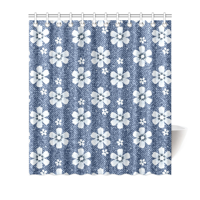 Jean Flower Pattern Print Design 03 Shower Curtain