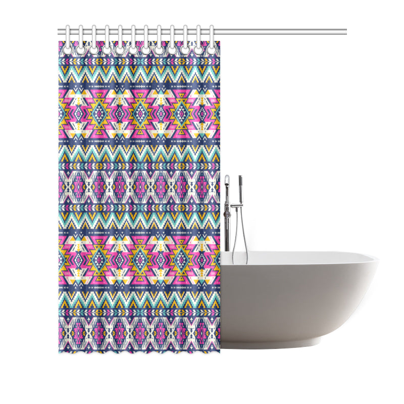 Aztec Pink Geometric Print Pattern Shower Curtain
