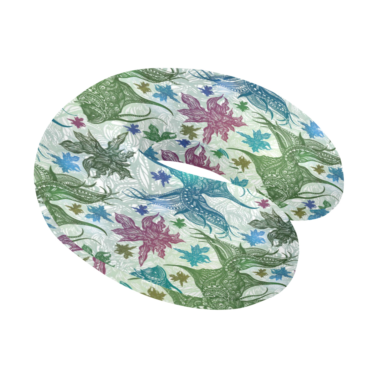 Angelfish Tribal Pattern Print Design 01 U-Shaped Travel Neck Pillow