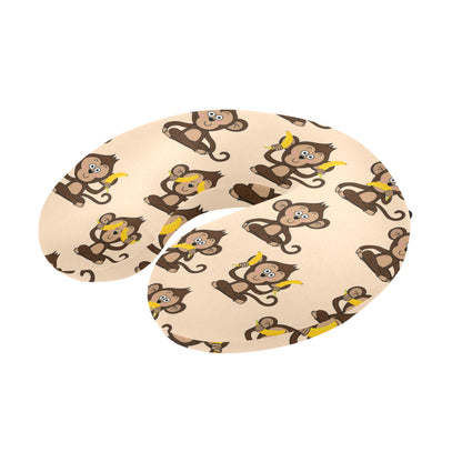 Monkey Pattern Print Design 03 U-Shaped Travel Neck Pillow