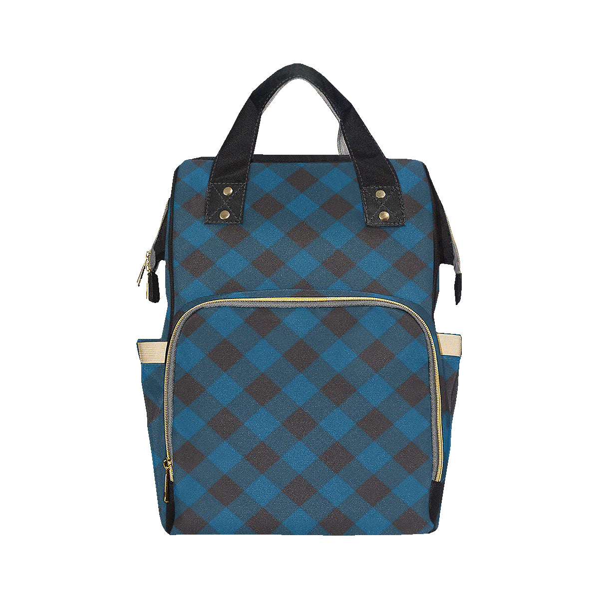 Plaid Blue Pattern Print Design A04 Diaper Bag Backpack