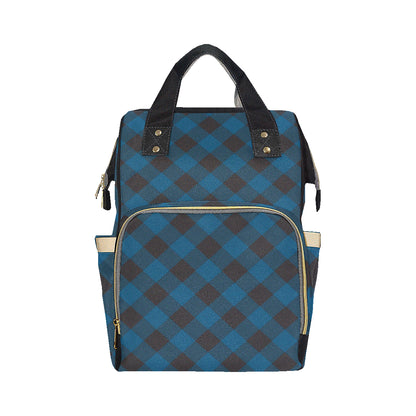 Plaid Blue Pattern Print Design A04 Diaper Bag Backpack
